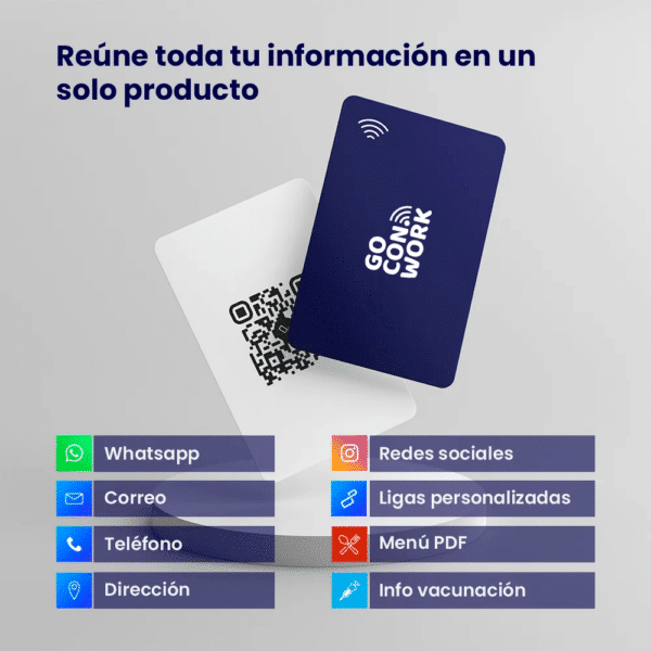 Tarjeta NFC con logo de empresa y QR de contacto de GoConWork